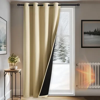 Thermischer Vorhang doppellagig, blickdicht, 210x200 cm, 1 St., beige