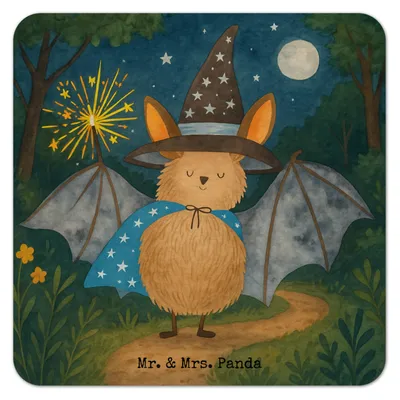 Produktbild von Mr. & Mrs. Panda Tischuntersetzer Fledermaus Zauberer Design 25er Set - Weiß - Geschenk, Magier, Reinsteigern, Bierdeckel, Lustige Sprüche, Tassenuntersetzer, Fledermäuse