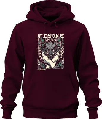 Obrázek produktu pro Inosuke Demon Slayer Wild Boar Mask Anime Gift Japan Y2K Streetwear Uni mikina s kapucí, vínová, XXL