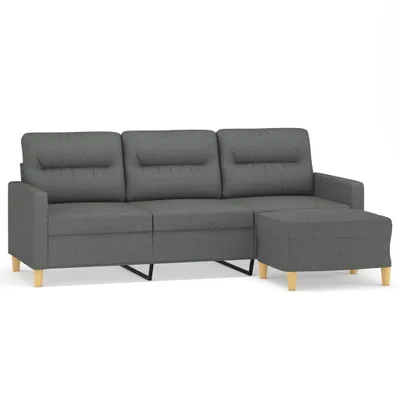 Image de Canapé à 3 places avec repose-pieds Gris foncé 180 cm Tissu