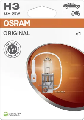 Produktbild von 1x OSRAM H3 Glühlampe Fernlicht 12V 55W PK22s 64151-1BL