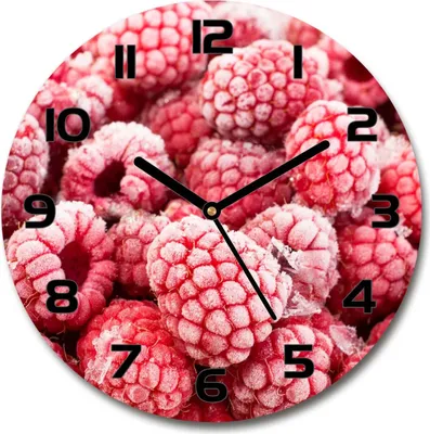 Produktbild von Wanduhr aus Glas 30fi Glasbild Glasuhr Gehärtetes Glas - schwarze-zeiger - Frozen raspberries