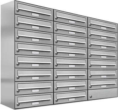 Produktbild von 23er Edelstahl Briefkasten Anlage 23 Fach Wandbriefkasten Postkasten