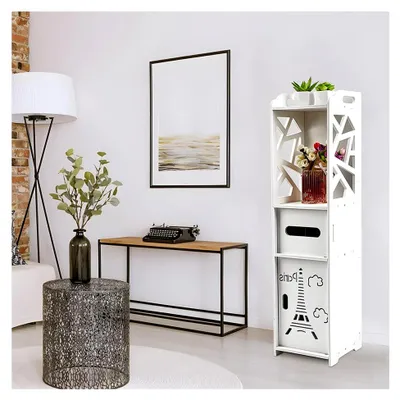 Produktbild von Badezimmer-WC-Möbel, Badschrank, Badregal Toilettenschrank Weiß, Schmaler Schrank für Tissue Storage, 20 x 20 x 80 cm
