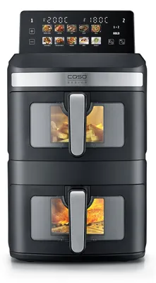 Productafbeelding van CASO AirFry Duo Tower, dubbele heteluchtfriteuse, airfryer, 12,4 liter (2x 6,2 liter)