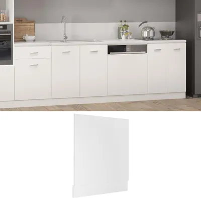 A white kitchen cabinet with a dishwasher and sink.