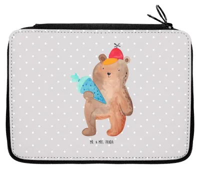 Produktbild von Mr. & Mrs. Panda Schlampermäppchen Bär Schultüte - Grau Pastell - Geschenk, Federtasche, Einschulung, Stifteetui, Schulanfang, Federmappe, Schulbeginn, Federmäppchen