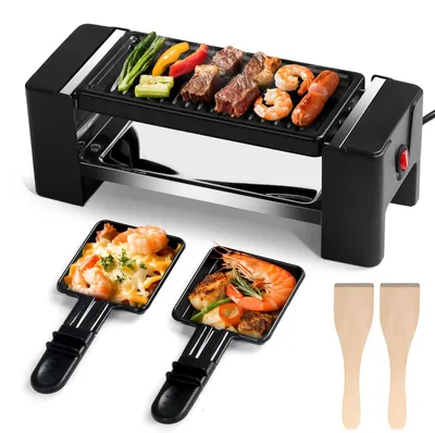 Raclette-Grill für 2 Personen, 350 W, Antihaft, 2 Pfännchen