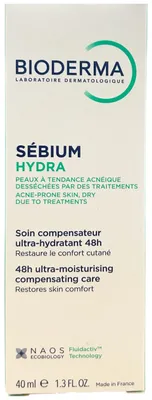 Zdjęcie produktu dla Bioderma Sébium Hydra, Kobiety, Wymagająca skóra, Skóra sucha, Skóra tłusta, Krem, Uspokajający, Nawilżający, Regeneracja, All ages, 40 ml