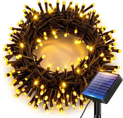 Obrázok produktu pre LED svetelný reťazec, 6 metrov - 60 LED - Solárne napájanie - Vodeodolnosť IP65 - Teplá biela farba - Vhodné na vonkajšie použitie