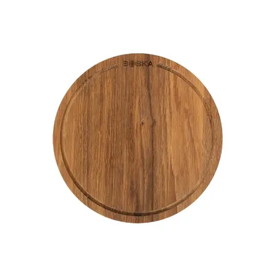 Image de Boska Planche à pizza Friends S / Planche de service en bois de chêne / Pizza, tapas et petits plats / Goulotte de récupération pratique / Marron / ⌀ 24 cm