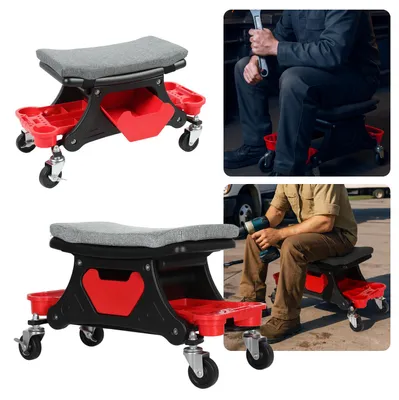 Produktbild von Ikodm Werkstatthocker mit Rollen und Ablage, belastbar bis 185 kg