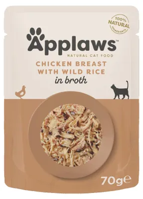 Immagine prodotto di Petto di pollo APPLAWS con riso selvaggio in brodo - cibo umido per gatti - 70 g