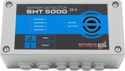 Produktbild von SCHABUS SHT 5000 Profi-Wassermelder 230 V–Leckage Melder mit 4 Meldelinien, akustisch & optischer Alarm, Relaisausgang, für Keller, Zisterne