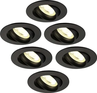 Produktbild von Ledvion LED Einbaustrahler 6er Set Rund Schwarz 3W dimmbar Warmweiss