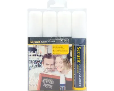 Image de Marqueur craie Securit LARGE, étui de 4 pièces, blanc