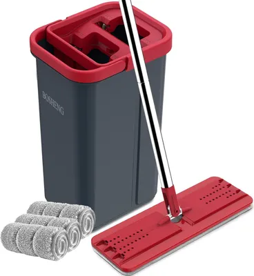 Produktbild von Wischsystem - Wischset - Wischsystem mit Wringmechanismus - Wischmopp mit Eimer - Wischen