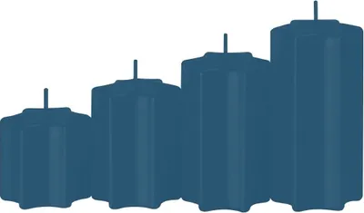 Produktbild von 4er Set Sternkerzen abgestuft Petrol Blau Ø 6 cm