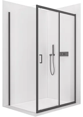 Zdjęcie produktu dla szkło ceramiczneO – Kabina prysznicowa Orlano L/P – 5 mm – czarna matowa, szkło przezroczyste – 120 x 70 x 195 cm – przesuwna