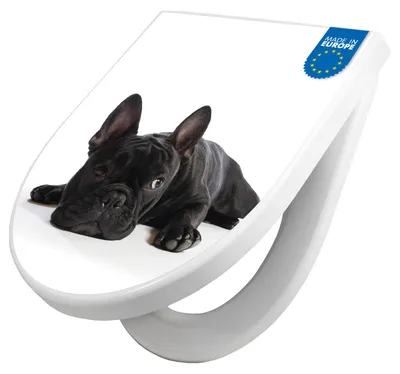 Produktbild von WC Sitz mit Absenkautomatik D Form Motiv Bulldogge [TDW3 10004]
