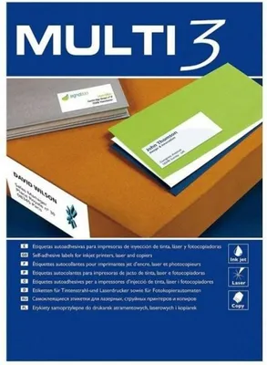 Produktbild von Etiketten für MULTI 3 Drucker Blanco Redondeado 100 Hojas 63,5 x 46,6 mm