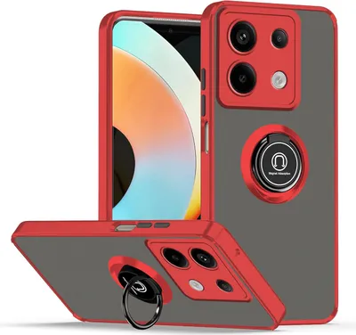 Image de Étui pour Xiaomi Poco X6 Pro étui en TPU translucide mat avec support d'anneau et stand Rouge