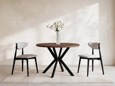 Produktbild von Runder Ausziehbarer Esstisch - Loft Style Tisch mit Metallbeinen - 100 bis 180 cm - Industrieller Tisch für Wohnzimmer - Spacesaver - Lefkas Eiche - 100 cm