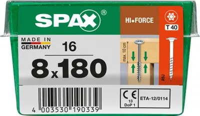 Image de SPAX Vis à tête plate Hi.Force Trx T 40 8x180 (16 pièces)