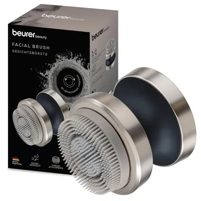 Produktbild von Beurer FC 59 Dual elektrische Gesichtsbürste für porentiefe Reinigung, 3 Aufsätze, 2 Intensitätsstufen, wasserfest, mit Akku, Gesichtspflege-Gerät