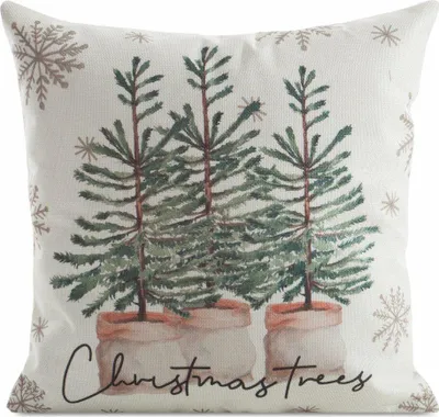 Imagen del producto de EUROFIRANY | Funda de cojín - Funda de cojín navideña - 45 x 45 cm - Beige y verde - Abeto - Funda de cojín para Navidad - Navidad