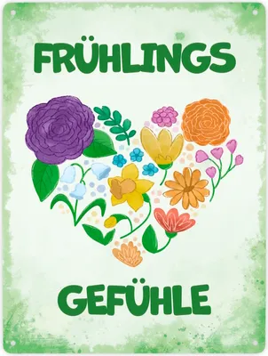 Produktbild von Frühlingsgefühle Metallschild XXL in 28x38 cm mit Blumenherz