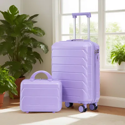 Produktbild von STILVORA Kofferset 2-teilig 14/19 Zoll mit Zahlenschloss,Reisekoffer-Set aus ABS-Material mit Spinner-Rollen und Kosmetiktasche,Gepäckset für Reisen