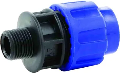 Produktbild von PE Rohr Verschraubung, 20mm Kupplung, 1/2 Zoll AG, Klemmverschraubung