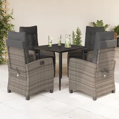 Produktbild von Möbel 5-tlg. Garten-Essgruppe mit Kissen Grau Poly Rattan 2024