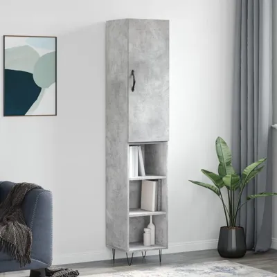 Image de vidaXL Highboard gris béton 34,5x34x180 cm Bois composite