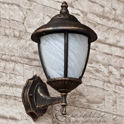 Immagine prodotto di Applique da esterno rustico oro antico alluminio vetro lampada da parete balcone cortile