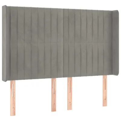 Produktbild von vidaXL Kopfteil mit Ohren Hellgrau 147x16x118/128 cm Samt
