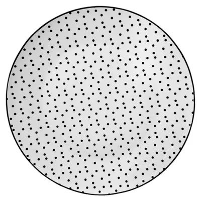 Productafbeelding van Clayre & Eef serviesbord, diameter 26 cm, wit en zwart, porselein, met stippen
