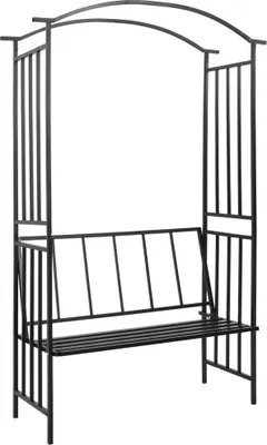 Produktbild von The Living Store Rosenbogen mit Bank Schwarz 128x50x207 cm Eisen