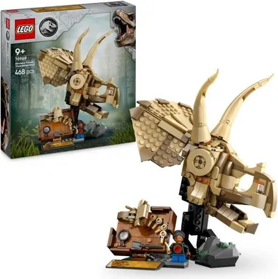 Produktbild von LEGO Jurassic World Triceratops Schädel, Bauset, Ab 9 Jahren, Paläontologe Minifigur enthalten