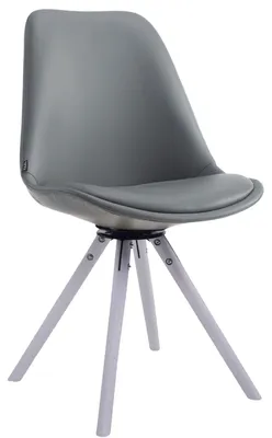 Imagen del producto de Silla de visita CLP Calais, con base giratoria y patas de madera redondas, estructura gris y color blanco