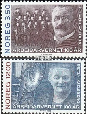 Produktbild von Briefmarken Norwegen 1993 Mi 1133-1134 (kompl.Ausg.) gestempelt Arbeiterschutzgesetzgebung
