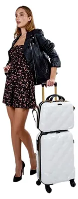 Produktbild von Gepäckset mit Handgepäck (40 l) und Kosmetikkoffer (15 l), Hartschalen, 360° drehbare Rollen, Zahlenschloss