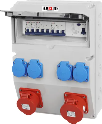Produktbild von Baustromverteiler Wandverteiler CEE Dose 32A 16A 5P 4x 230V Steckdose Komplett LS-Schalter Schutzschalter