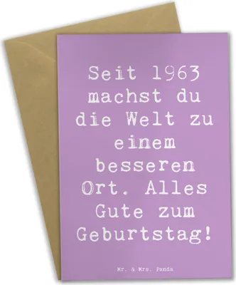 Produktbild von Mr. & Mrs. Panda Klappkarte Spruch 1963 Geburtstag - Lavendeltraum - Geschenk, Glückwunschkarte, Jahrgang, weihnachtskarten, osterkarten, Alter, feiern, Seit, babykarte