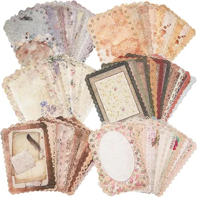 Produktbild von Vintage Scrapbooking Papier mit Spitzenrand, 60 Blätter