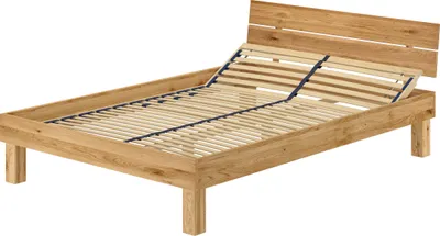 Produktbild von Doppelbett Massivholzbett Bettrahmen140x200 Eiche geölt Zubehör wählbar V-60.88-14Federholzrahmen inkl.