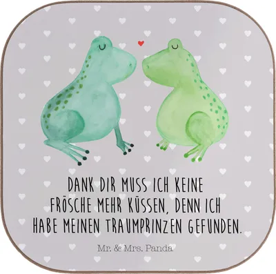 Produktbild von Mr. & Mrs. Panda Untersetzer für Gläser Frosch Liebe - Grau Pastell - Geschenk, Pärchen, Frösche, gläseruntersetzer, Tassen, Freundin, Tee, Tassenuntersetzer, Coaster