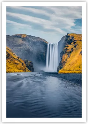 Produktbild von Poster - Poster ohne Rahmen - Wasserfall Berge Skogafoss - 70x100 cm - Wand Bild - Wanddeko - Wandbilder - Kunstposter - Wandposter - Bilder - Kunstdruck - Wanddekoration - Wandbild - P2XPA70x100-5180
