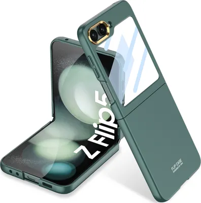 Produktbild von Hülle für Samsung Galaxy Z Flip 5 Schlank Matt PC mit Displayschutz Kamera Objektiv Schutzhülle Grün